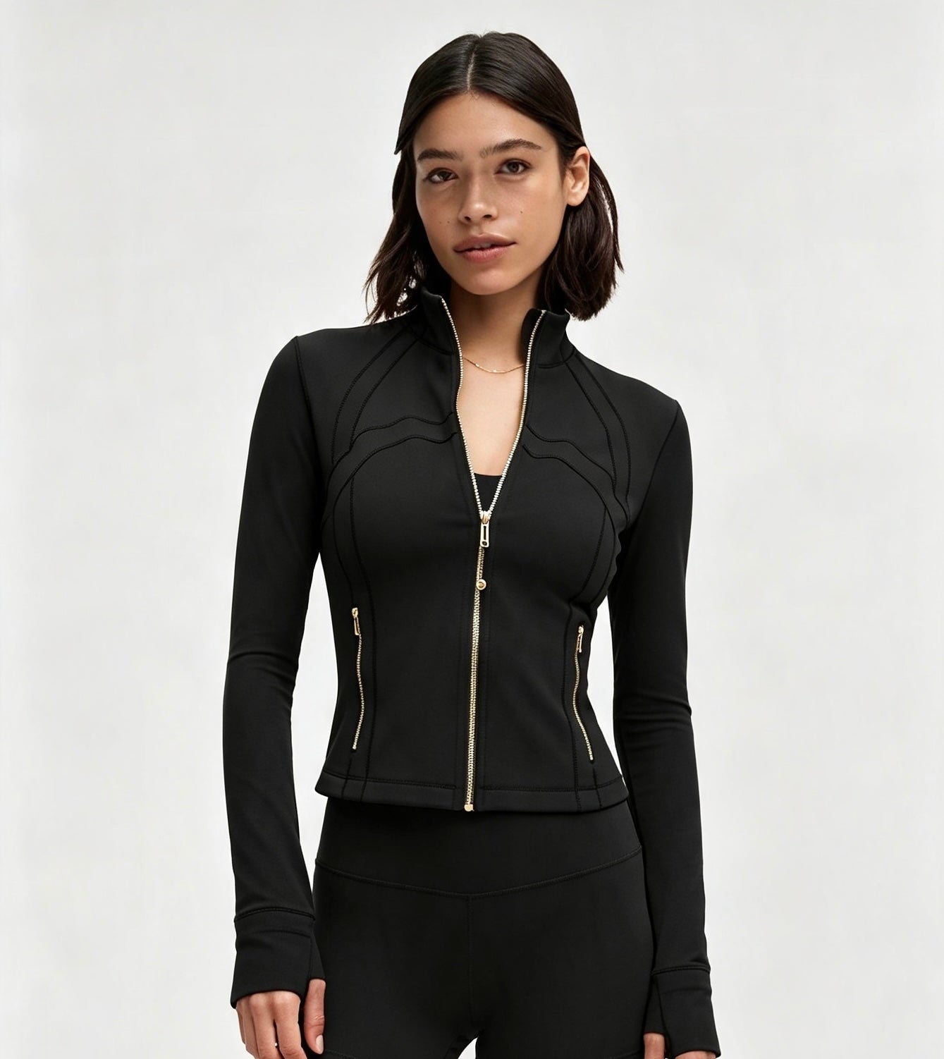 Lululemon Cropped Define Jacket 2 piece Set Gold Zip
