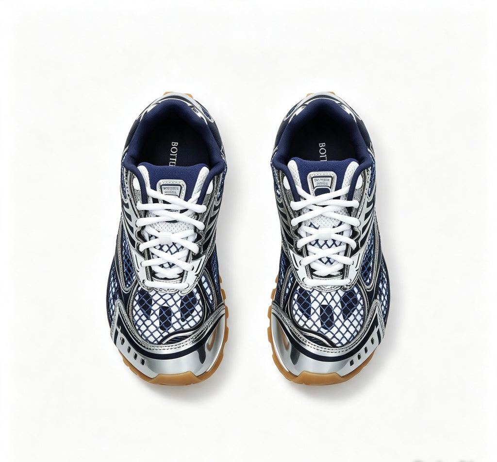 Bottega Veneta Orbit Metallic Woven Low-Top Trainers