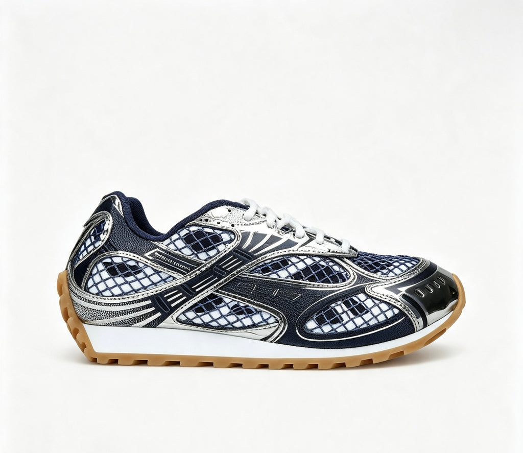 Bottega Veneta Orbit Metallic Woven Low-Top Trainers