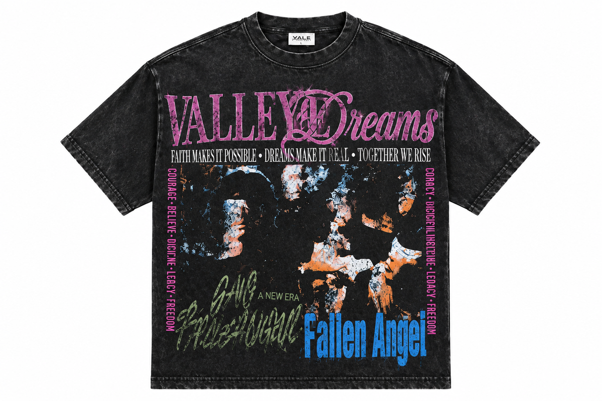 Valley Dreams Fallen Angel Graphic T-Shirt — Black